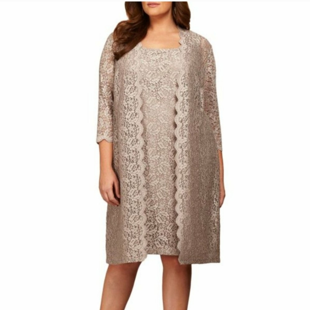 Alex Evenings Lace Dress and Duster Jacket Size 14